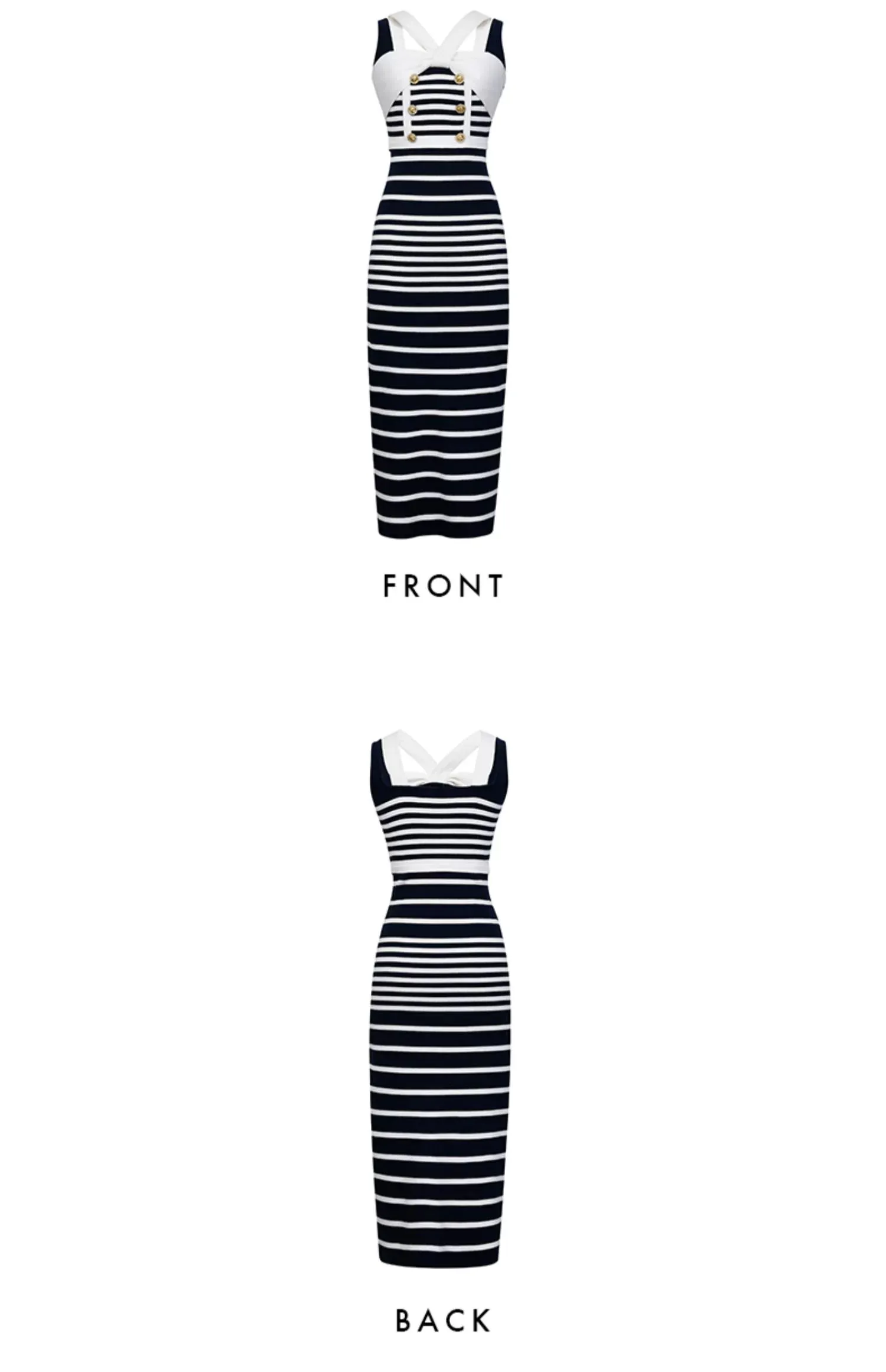 Sexy navy gradient stripe knitted bodycon dress - Afisa