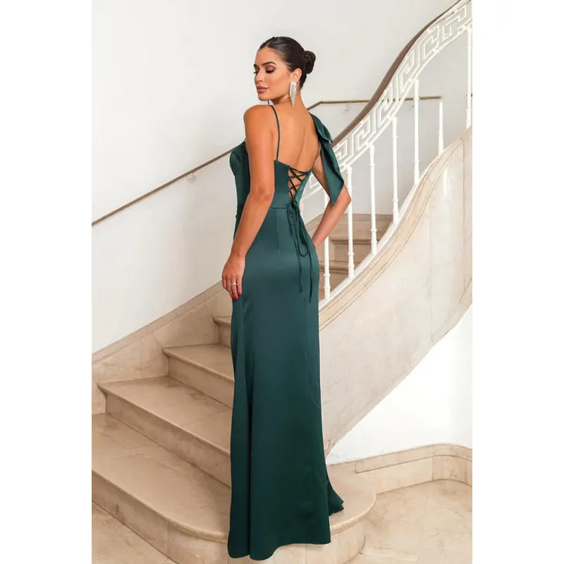 Simple & Casual Straps Square Sheath Side Slit Formal Prom Dress