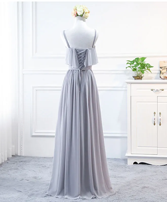 Simple Sweet Neck Chiffon Long Prom Dress, Bridesmaid Dress