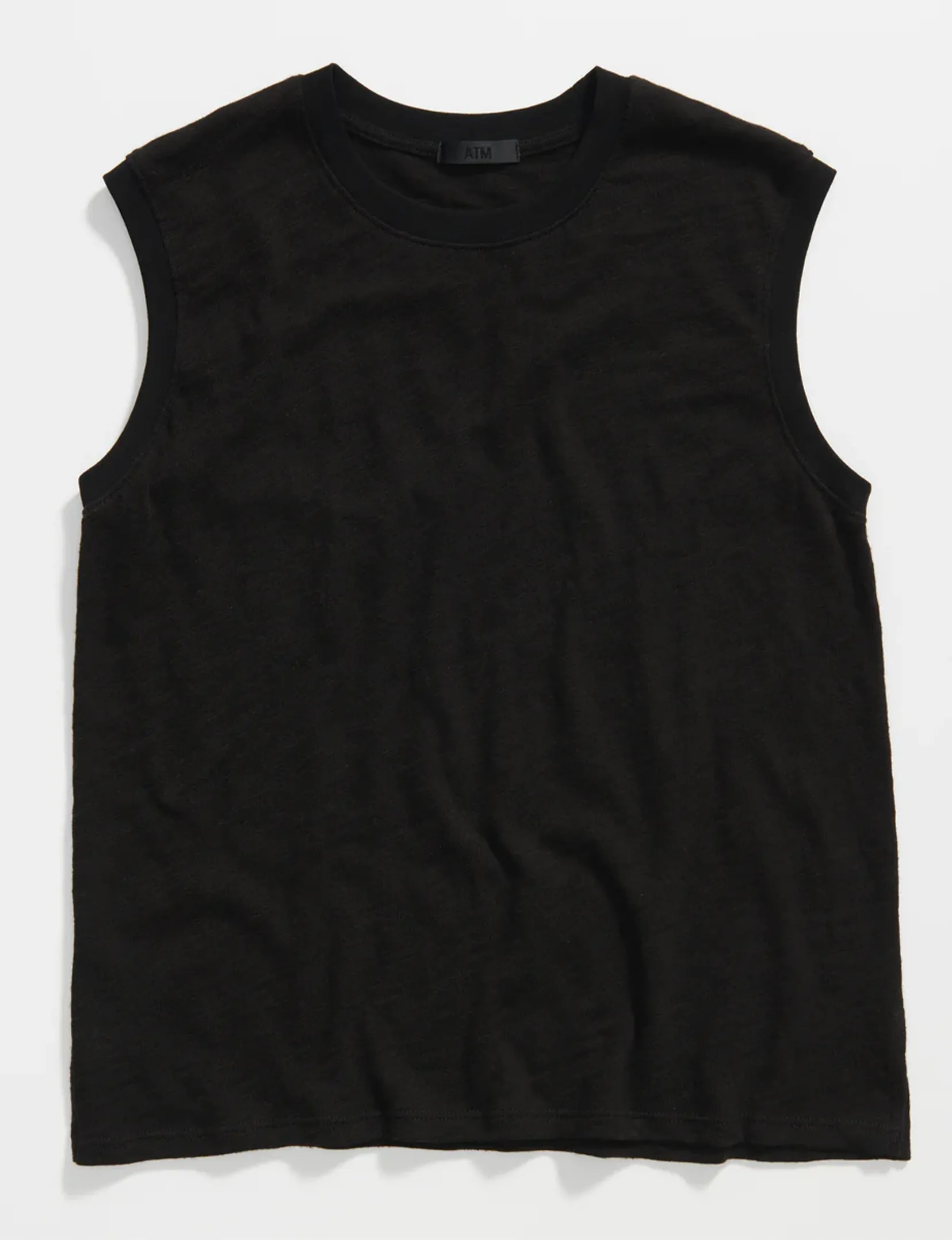 Slub Jersey Sleeveless Schoolboy Tank, Black