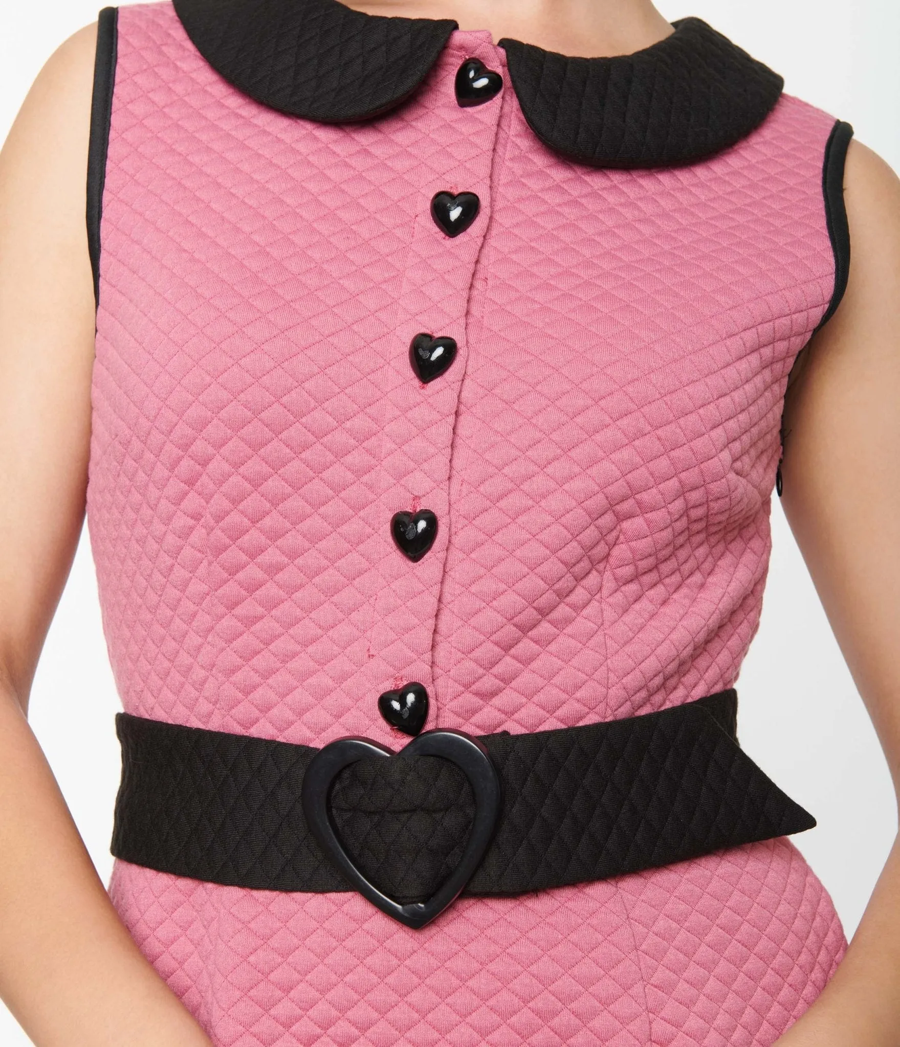 Smak Parlour Rose Pink & Black Quilted Mini Dress