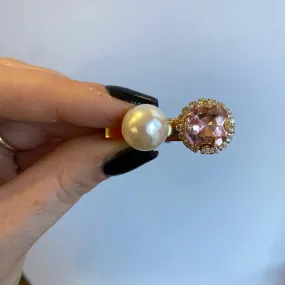 Small Hairclip - Pale Pink and Pearl