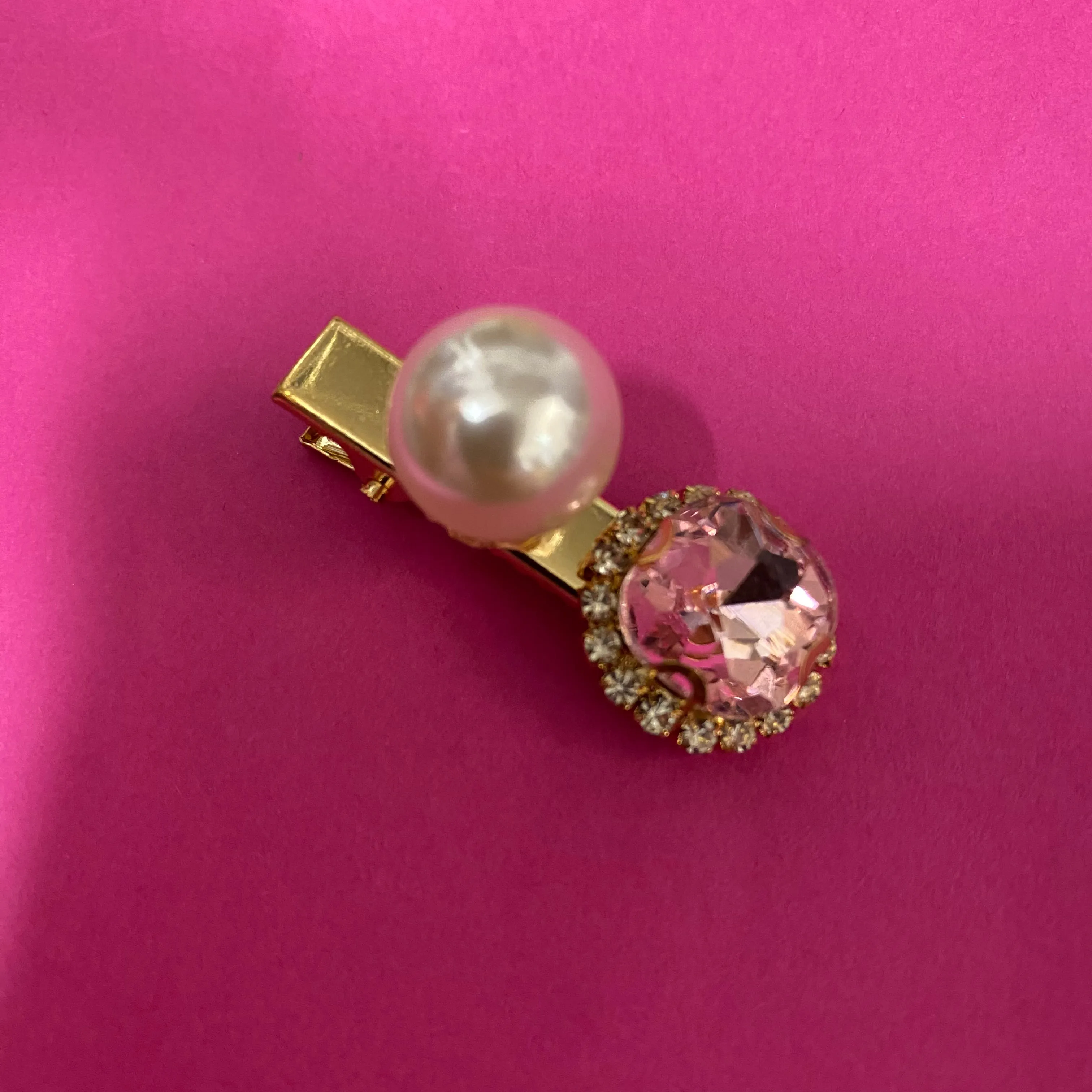 Small Hairclip - Pale Pink and Pearl