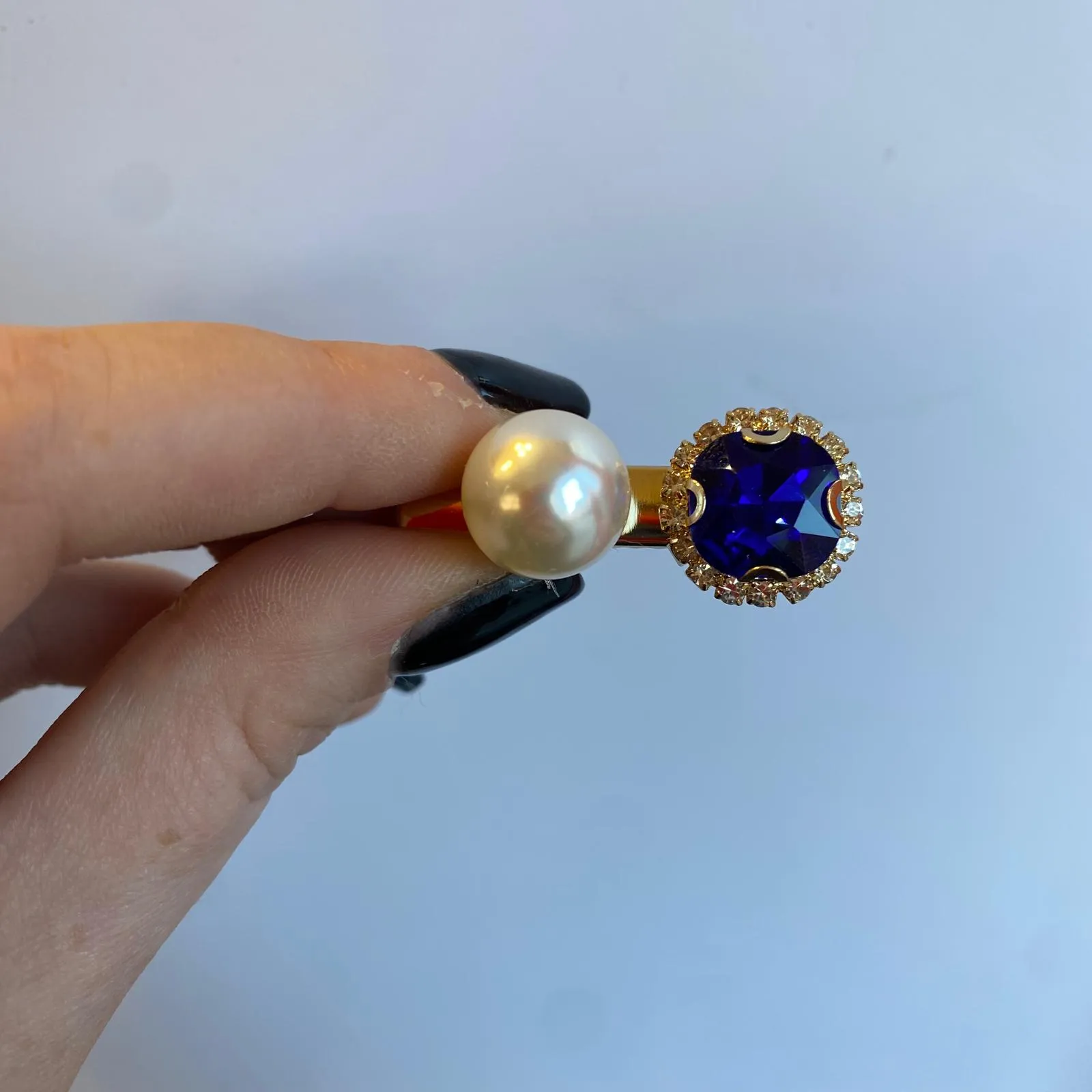 Small Hairclip- Royal and Pearl