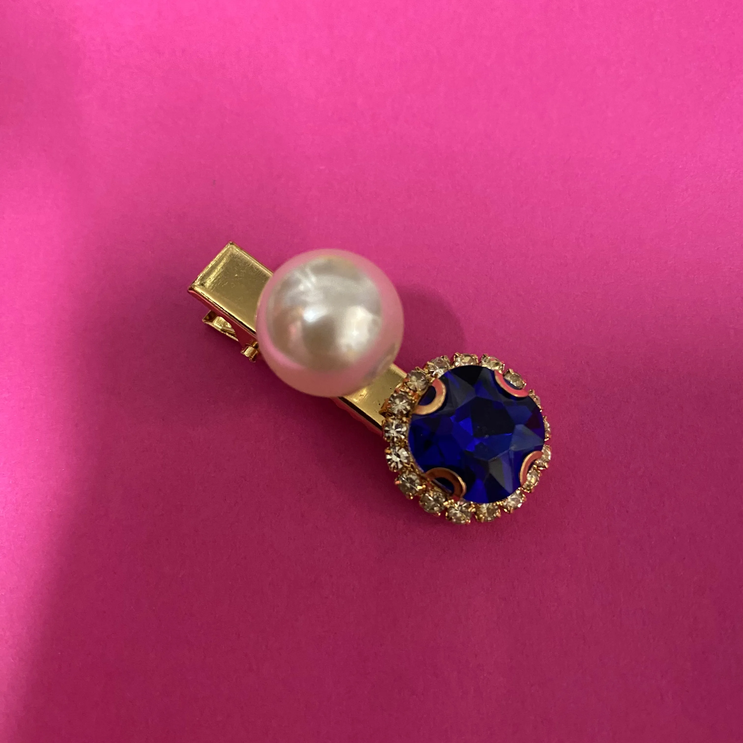 Small Hairclip- Royal and Pearl