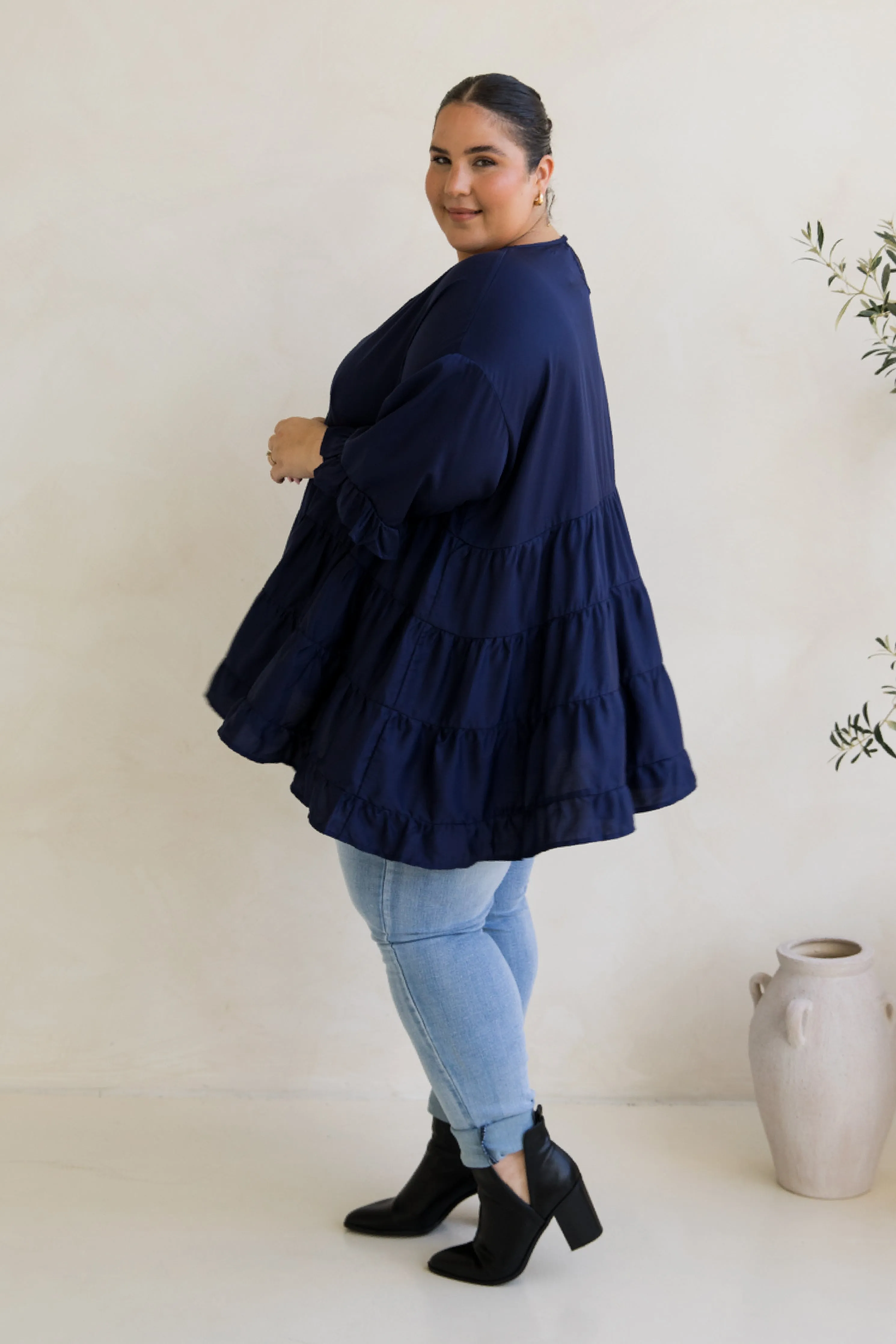 Sofia Top | Navy Tencel