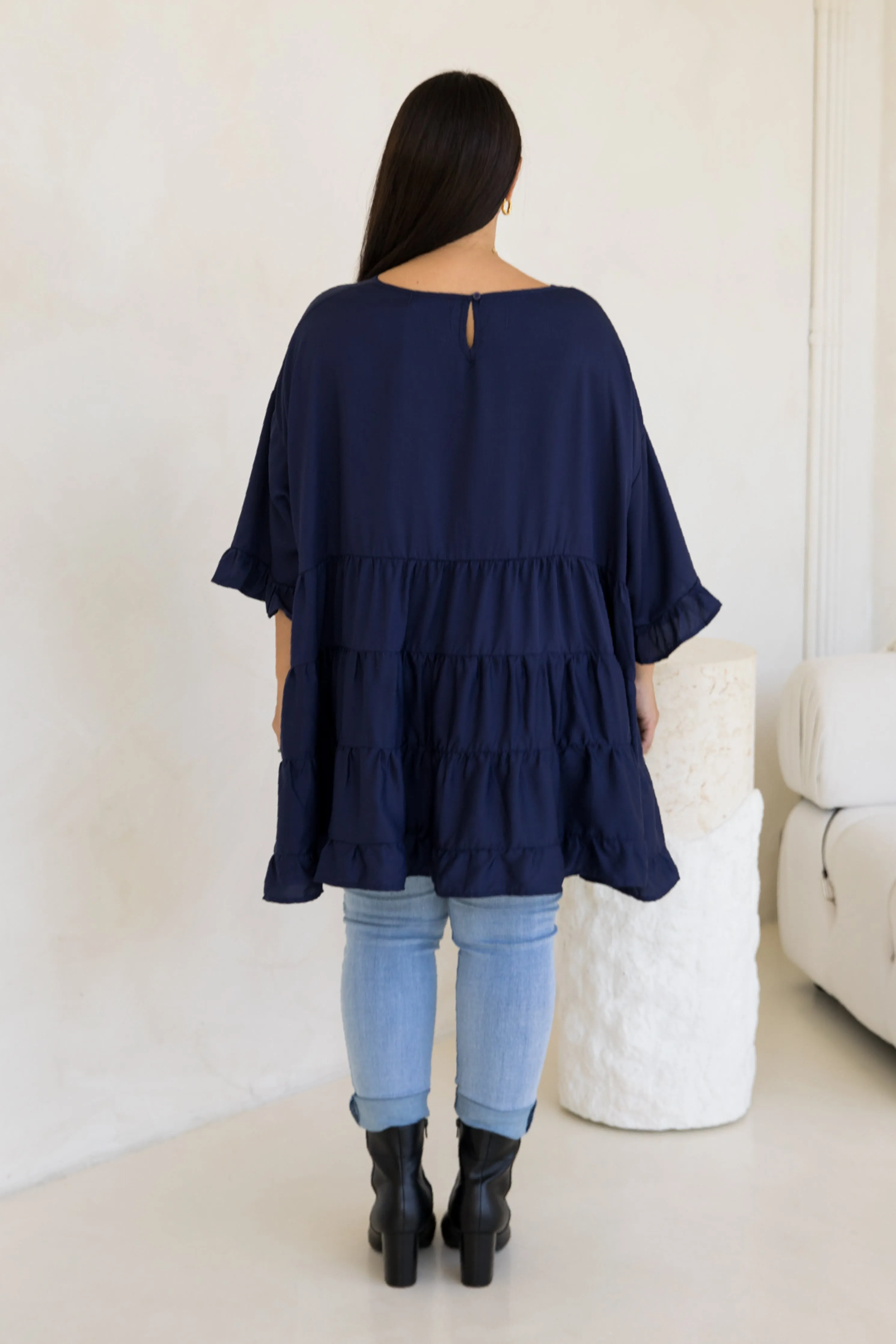 Sofia Top | Navy Tencel