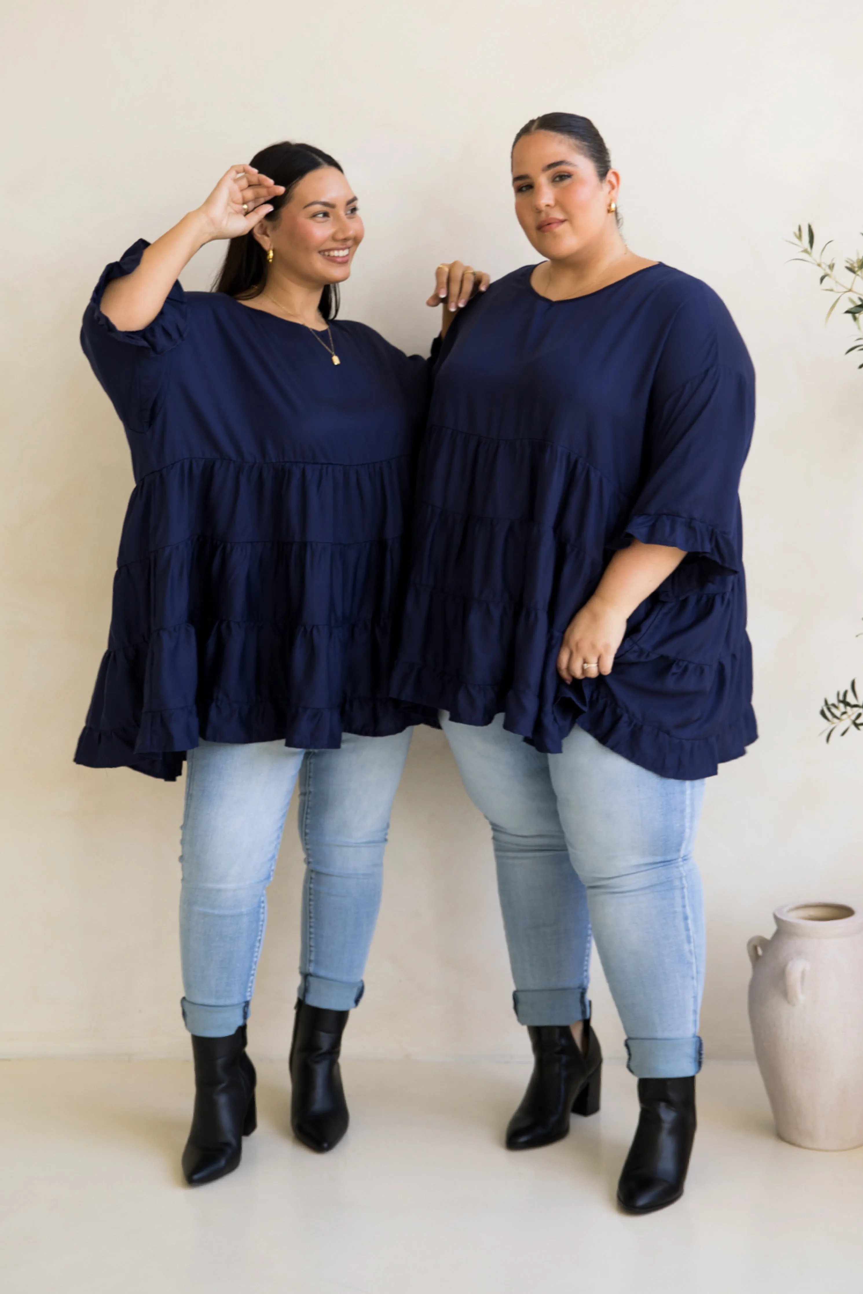 Sofia Top | Navy Tencel