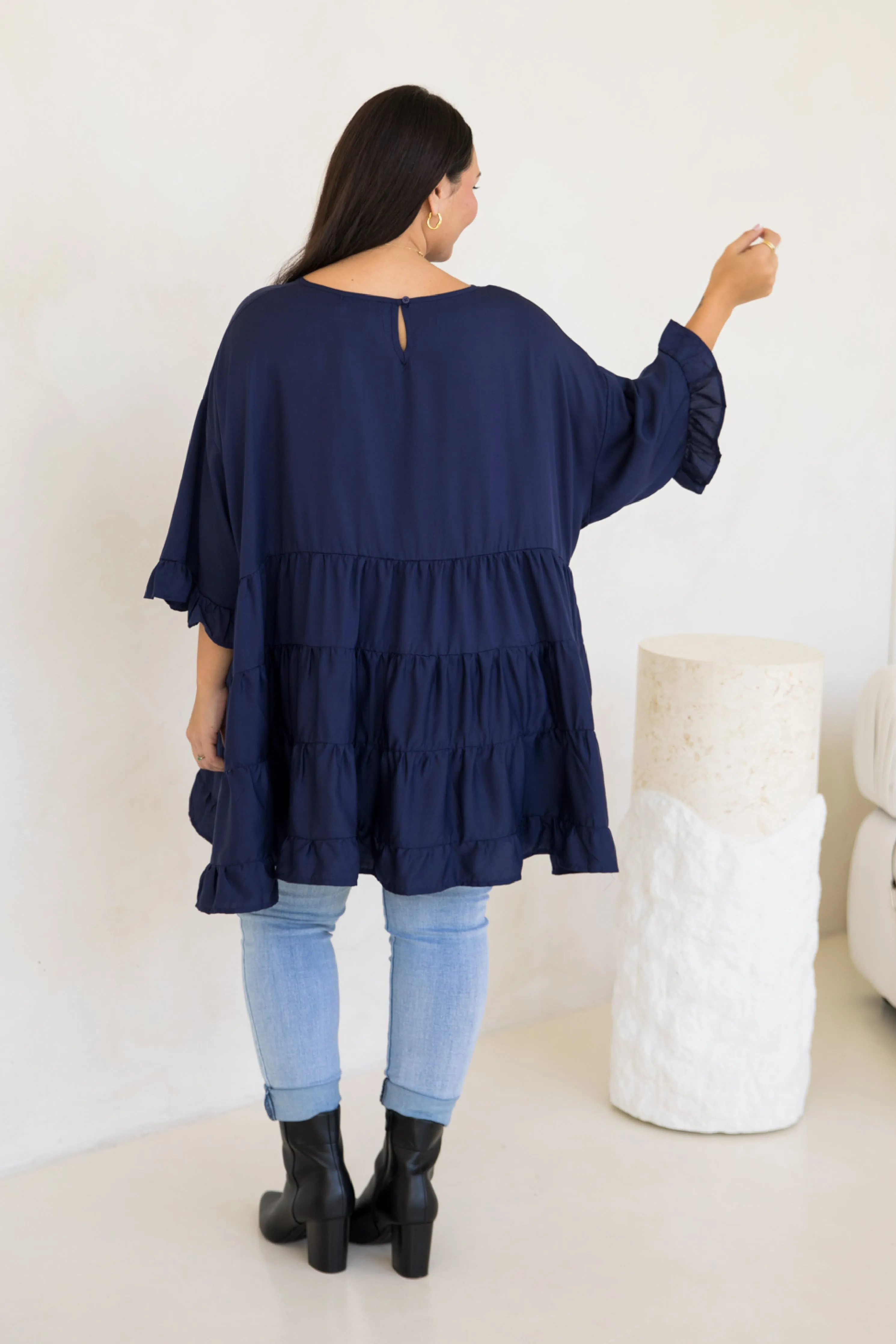 Sofia Top | Navy Tencel