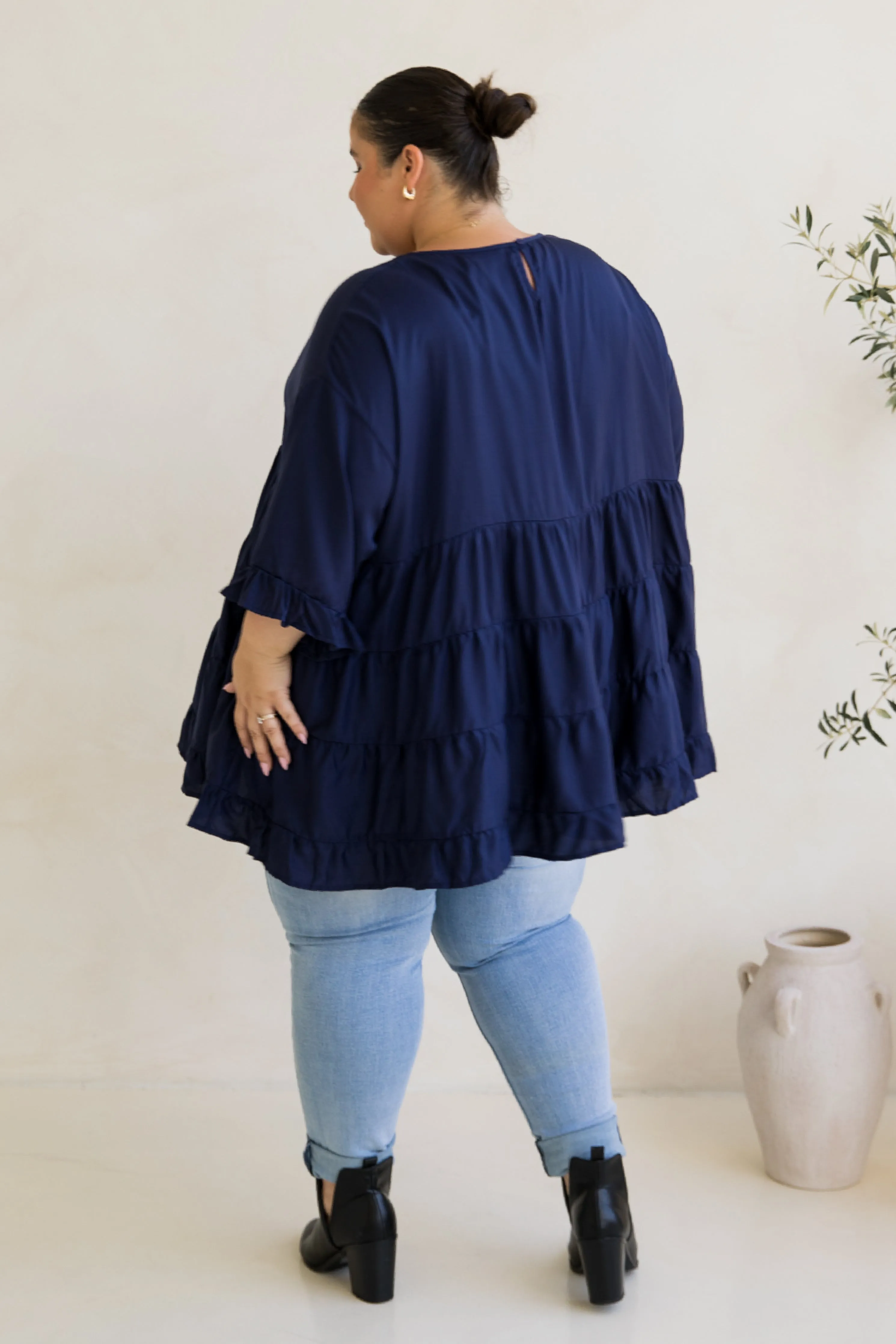 Sofia Top | Navy Tencel