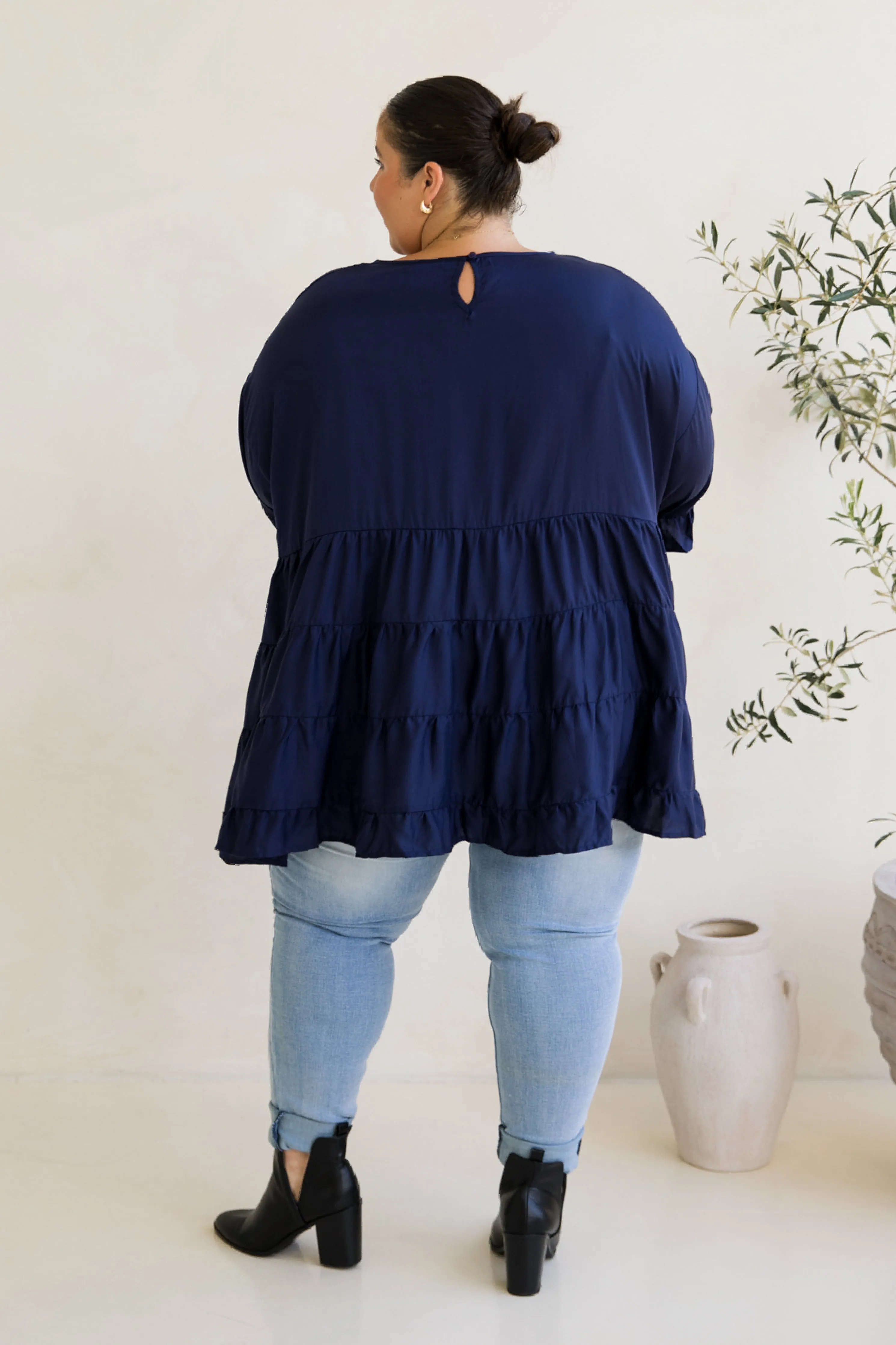 Sofia Top | Navy Tencel