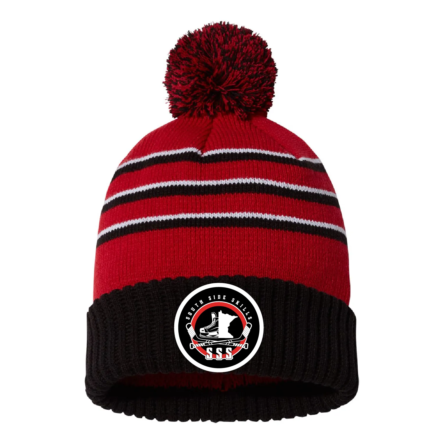 South Side Skills Stripe Pom Cuffed Beanie