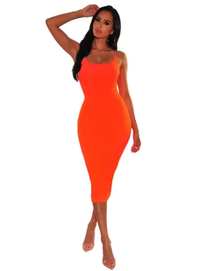 Spaghetti Strap Solid Color Bodycon Maxi Dresses