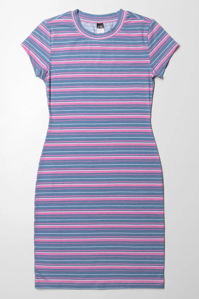 Stripe Bodycon Dress Purple And Pink