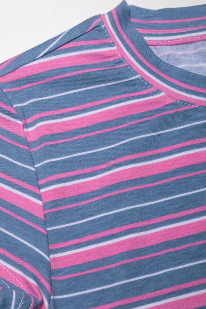 Stripe Bodycon Dress Purple And Pink