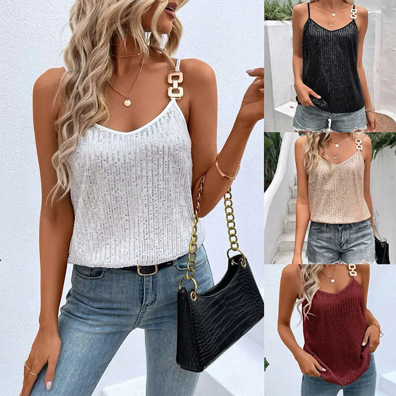 Stylish Halter Top With Sequins