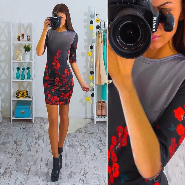 Summer Dress 2017 Women's Fashion Heart Mickey Cartoon Print Bandage Bodycon Pencil Dress Women Party Mini Robe Dress Vestidos