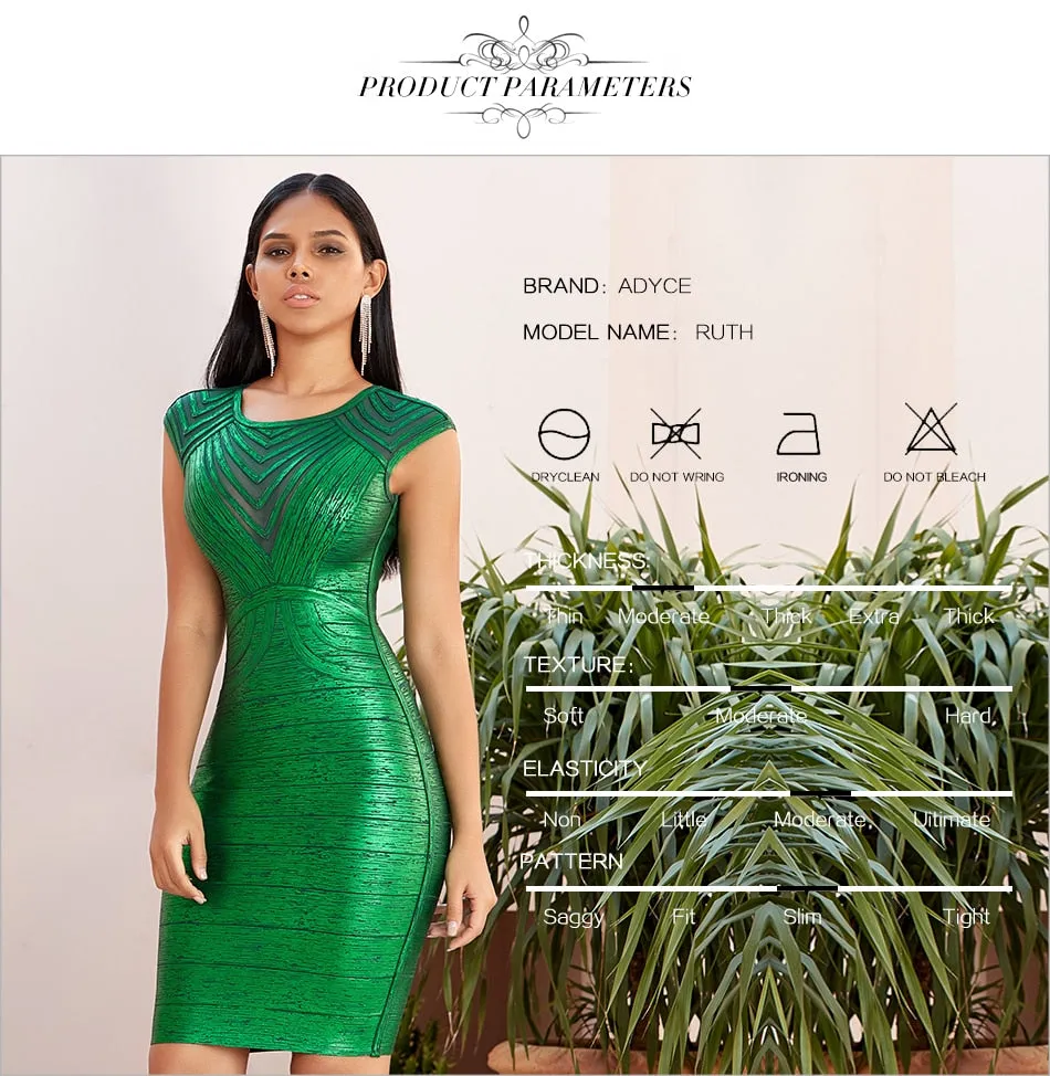 Summer Green Gold Lace Bandage Dress Hollow Out Bodycon Club Celebrity Evening Runway Party Ladies Dresses