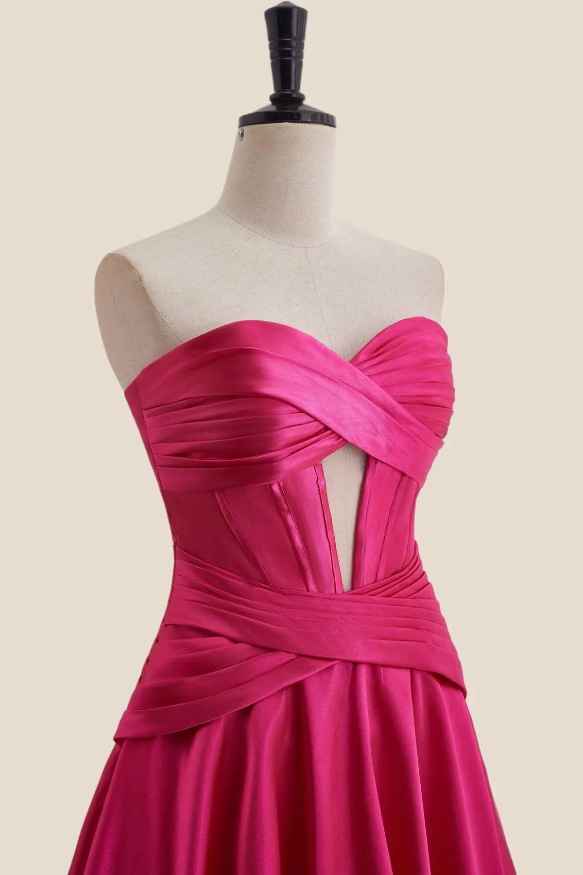 Sweetheart Hot Pink Keyhole A-line Short Dress