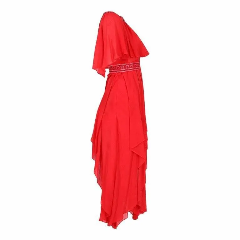 Ted Lapidus 1970s Flame Red Couture Dress