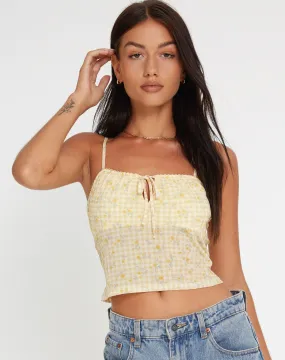 Tiava Cami Top in Gingham Floral Yellow