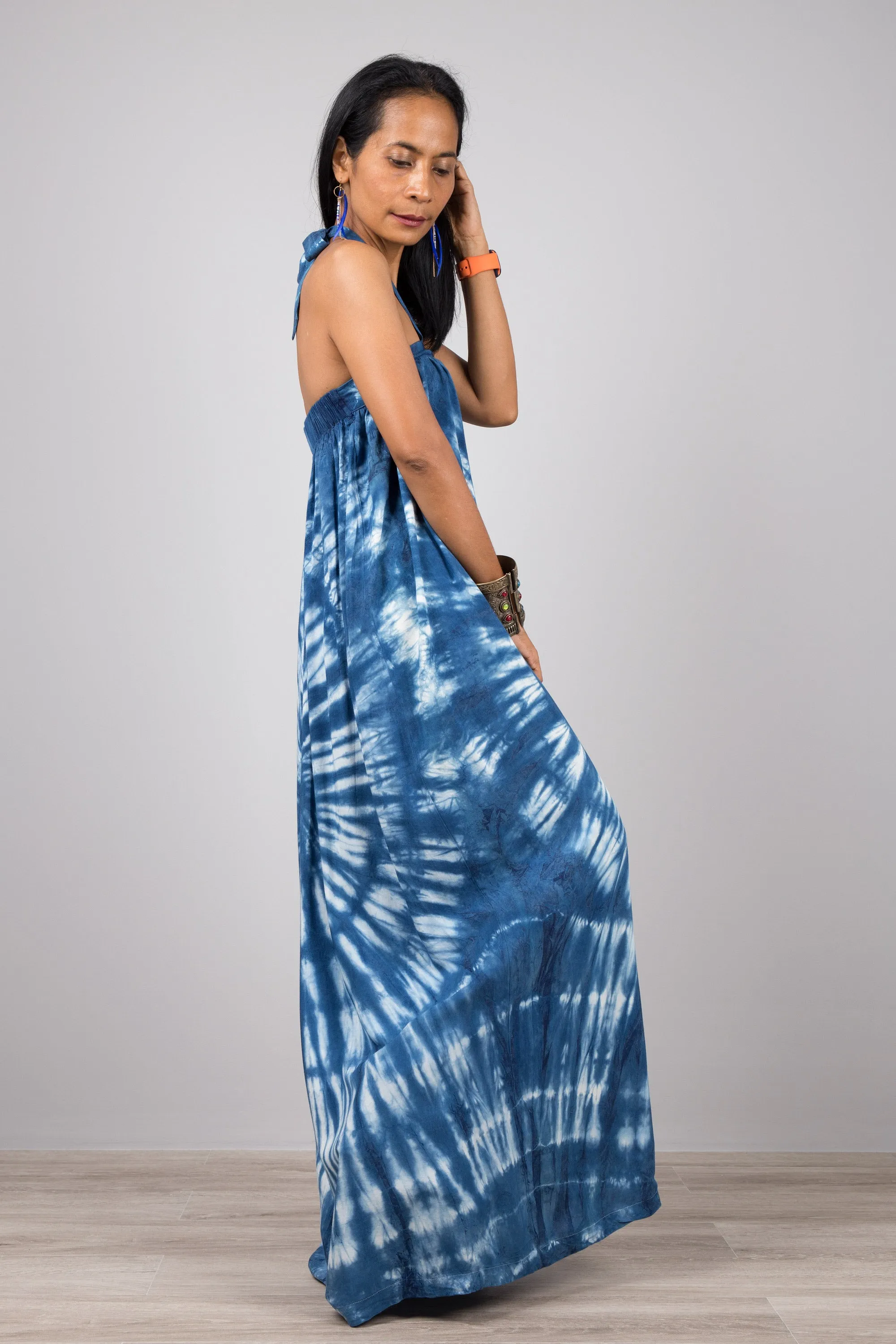 Tie dye Shibori Maxi dress - Hand dyed summer dress