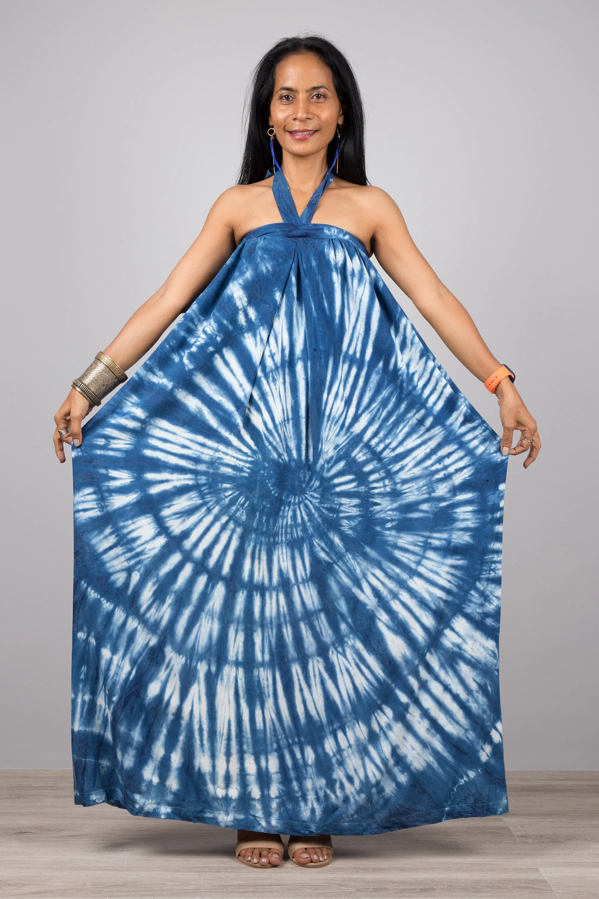 Tie dye Shibori Maxi dress - Hand dyed summer dress