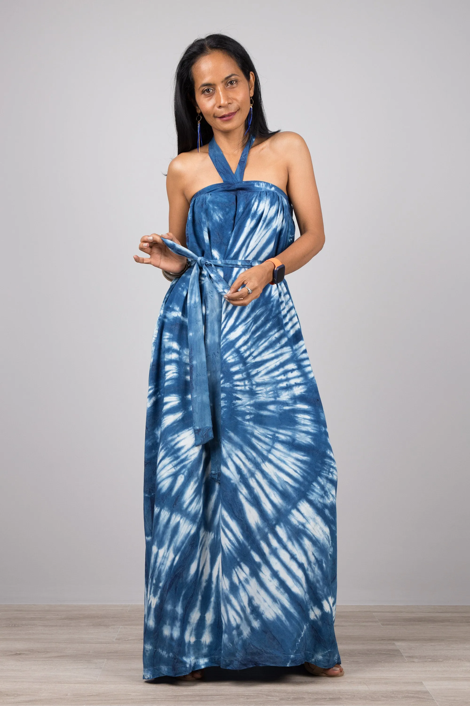 Tie dye Shibori Maxi dress - Hand dyed summer dress