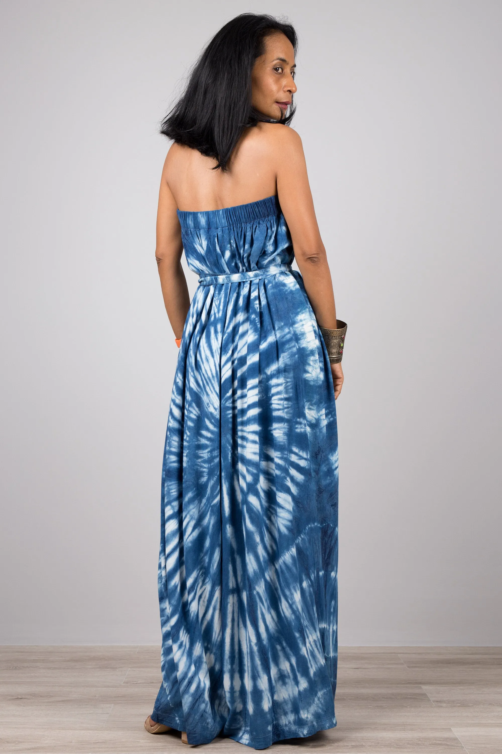 Tie dye Shibori Maxi dress - Hand dyed summer dress