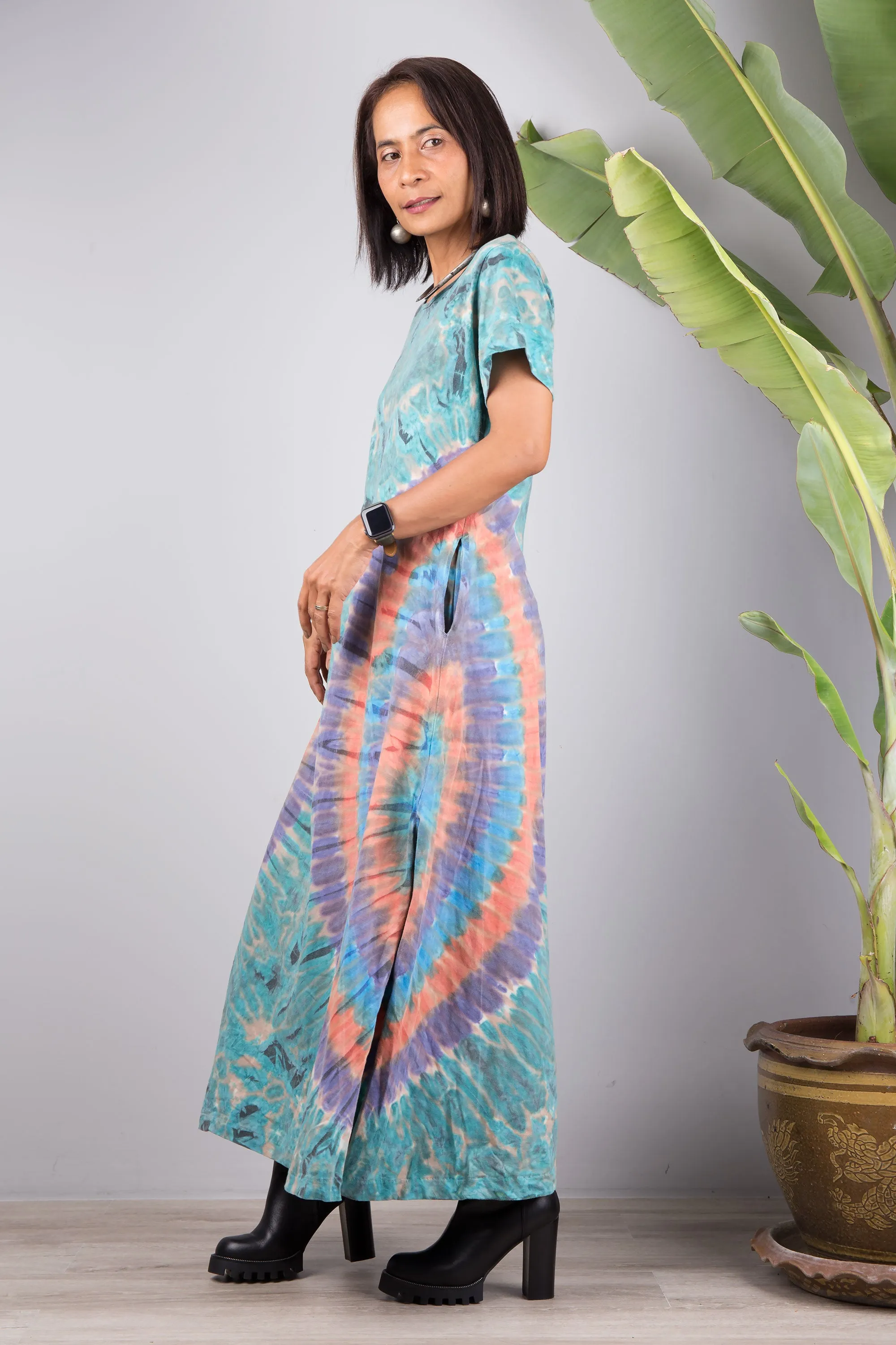 Tie dye split dress