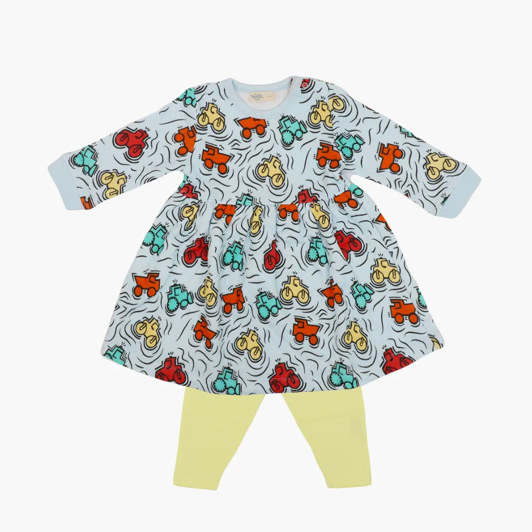 Tiny Tails - Quilted Full sleeve Frock and pants for girls