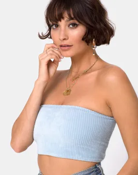 Tube Top in Fluffy Knit Baby Blue