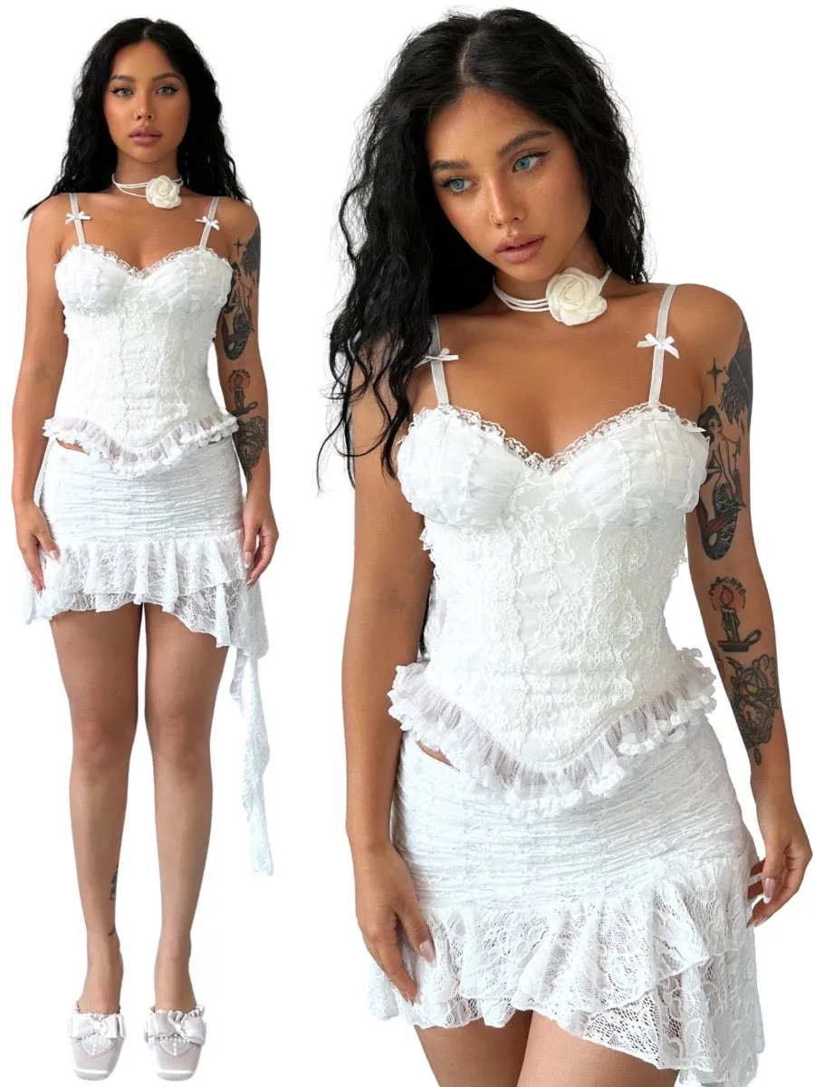 [Up To 2XL] Snow Love Corset Top and skirt setd