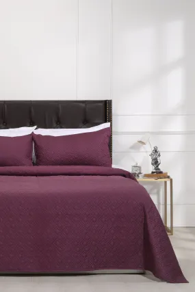 Urban Geometric Wine Quilted Cotton Bedcover