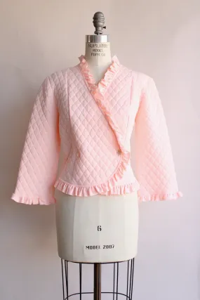 Vintage 1960s Pink Quilted Bed Jacket by Saramal Lingerie