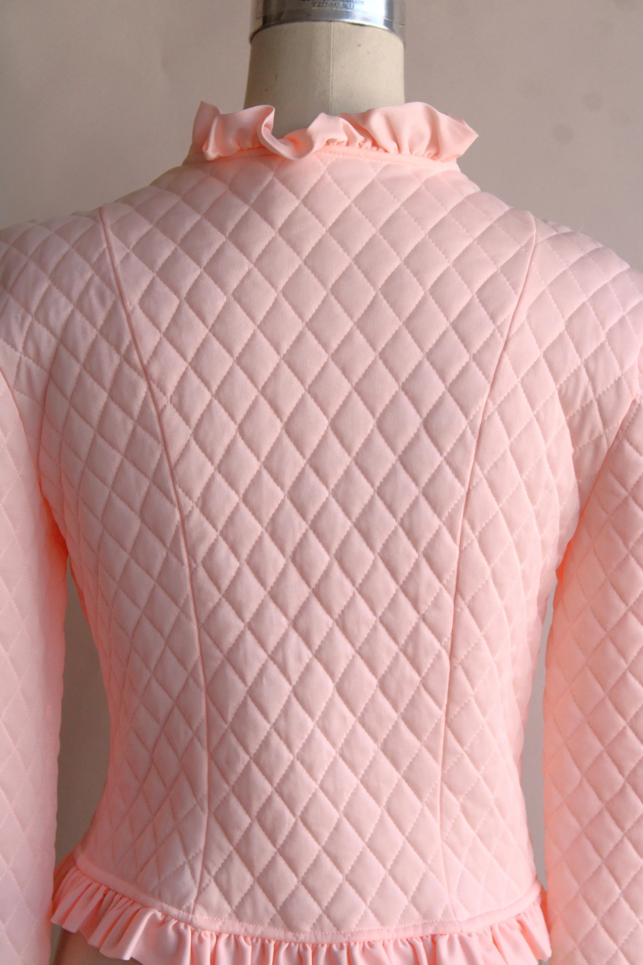 Vintage 1960s Pink Quilted Bed Jacket by Saramal Lingerie