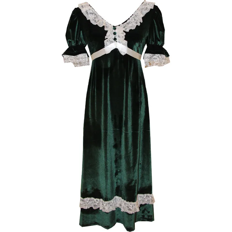 Vintage Gunne Sax Remake Velvet Green Dress