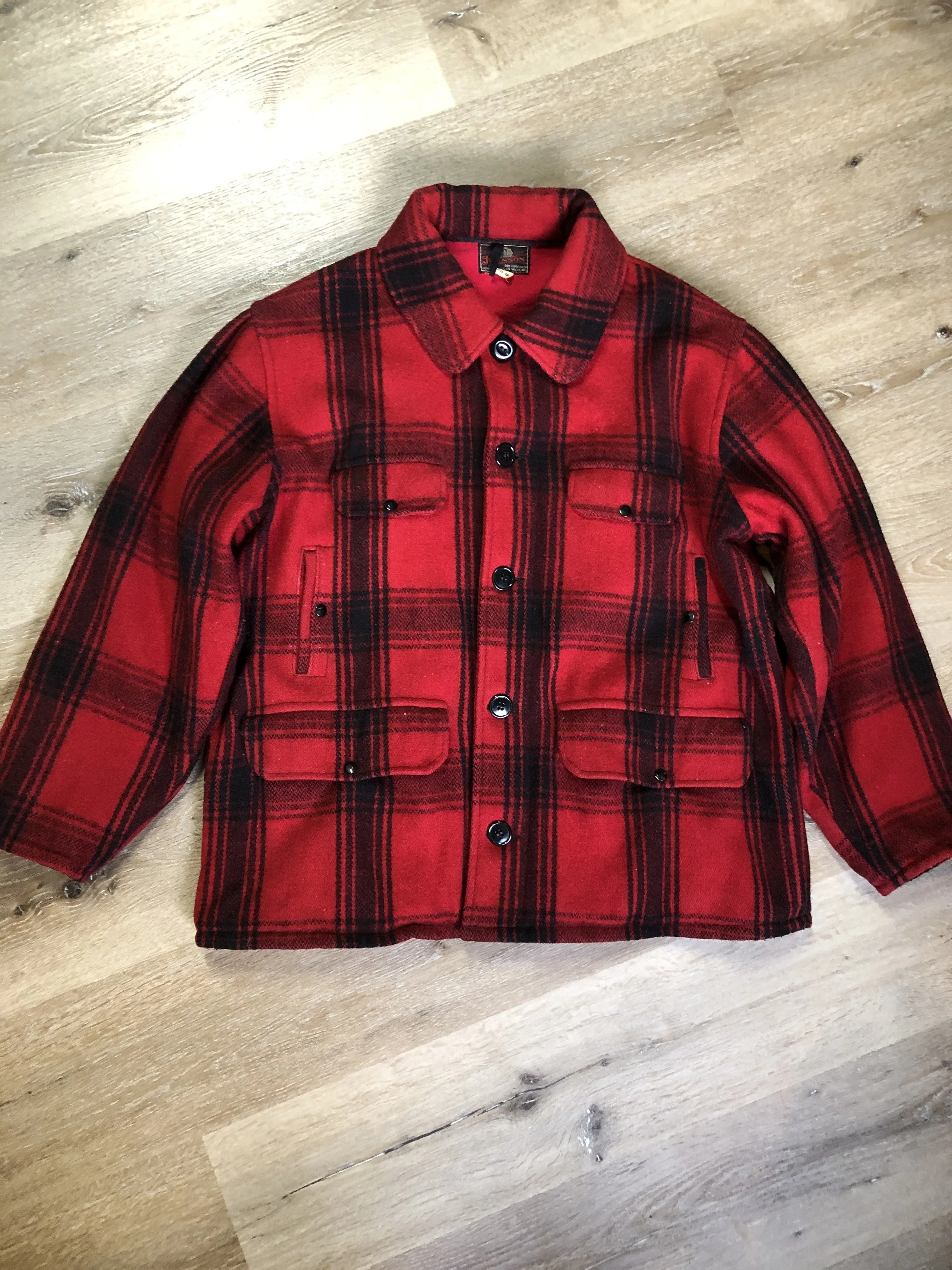 Vintage Johnson Woolen Mills Red Plaid Wool Hunting Jacket