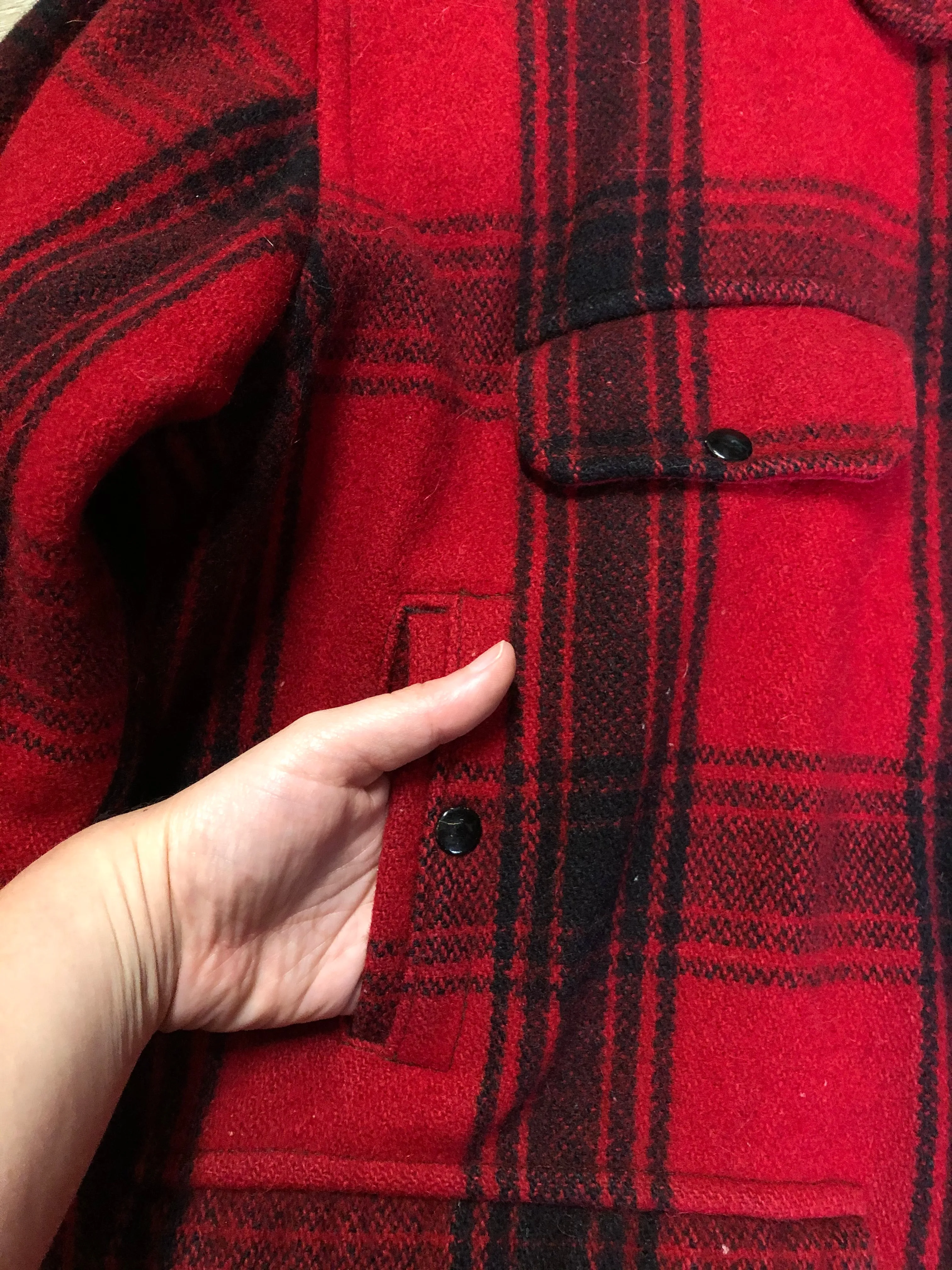 Vintage Johnson Woolen Mills Red Plaid Wool Hunting Jacket