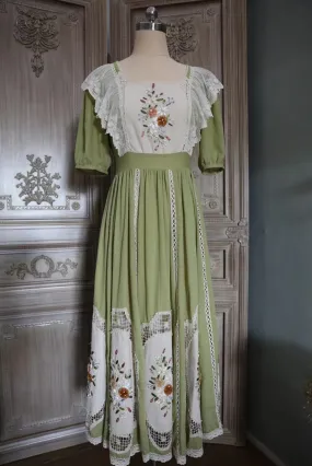 Vintage Remake Embroidery Cottagecore Dress