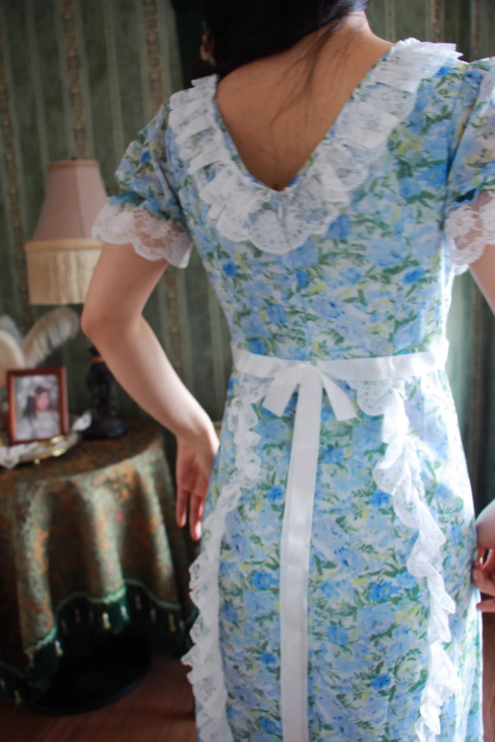 Vintage Remake Floral Regency Dress