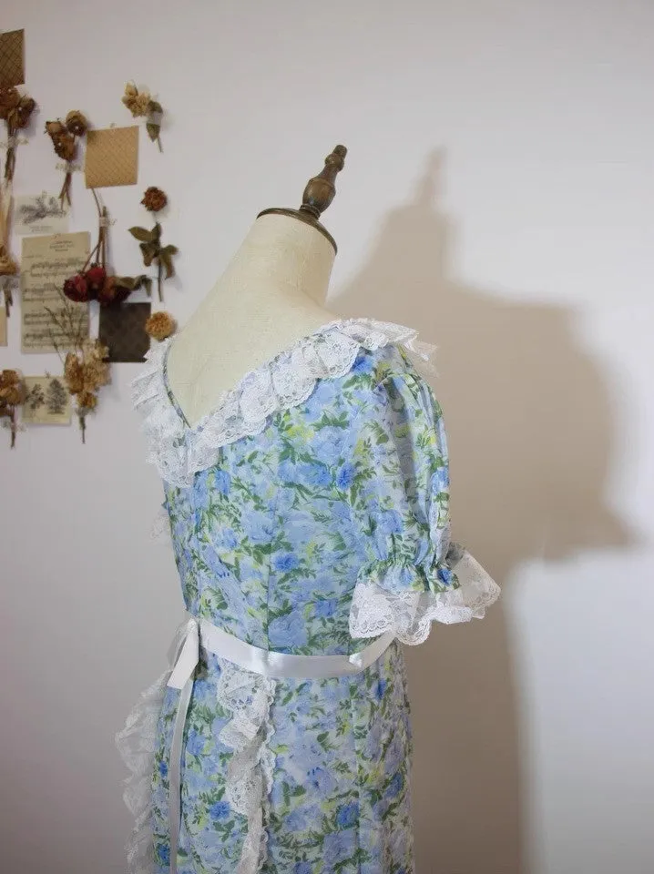 Vintage Remake Floral Regency Dress