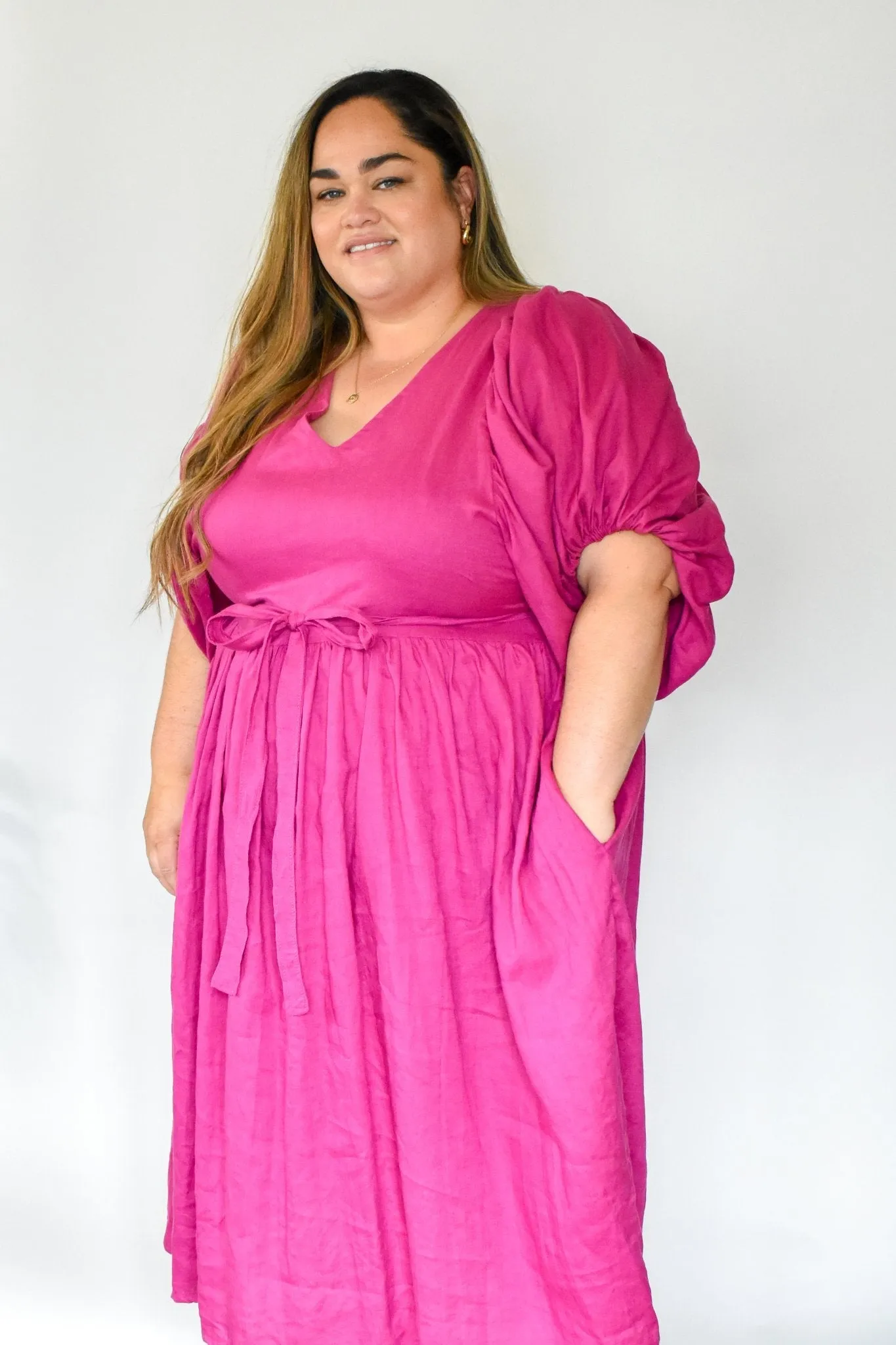 Willow Midi Dress Magenta - Size 24