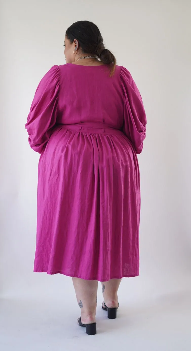 Willow Midi Dress Magenta - Size 24