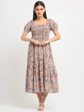 Women Floral Print Maxi-Fit Casual Dress