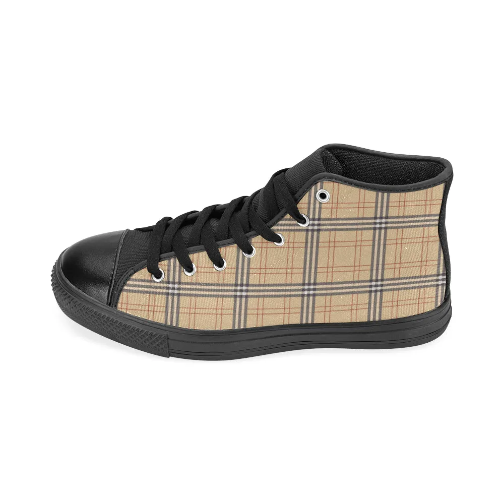 Women's Vintage Plaids Checkers Print High Top Canvas Shoes