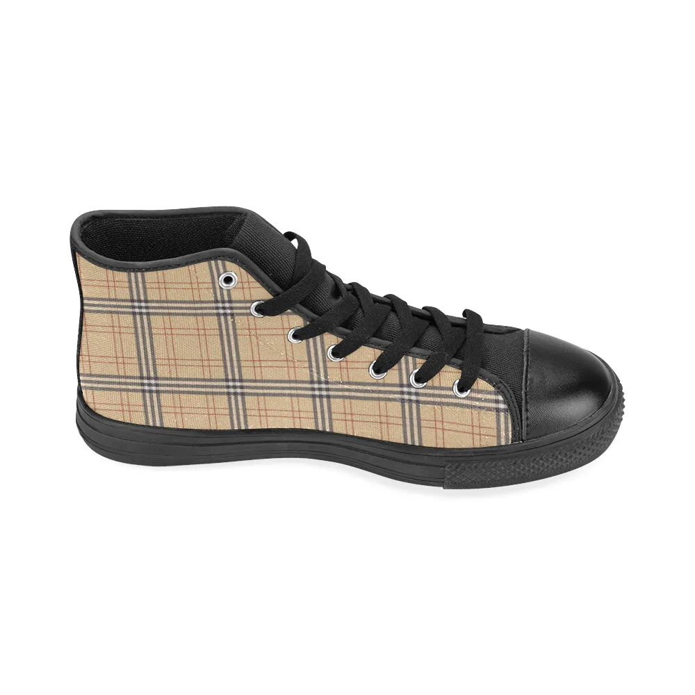 Women's Vintage Plaids Checkers Print High Top Canvas Shoes