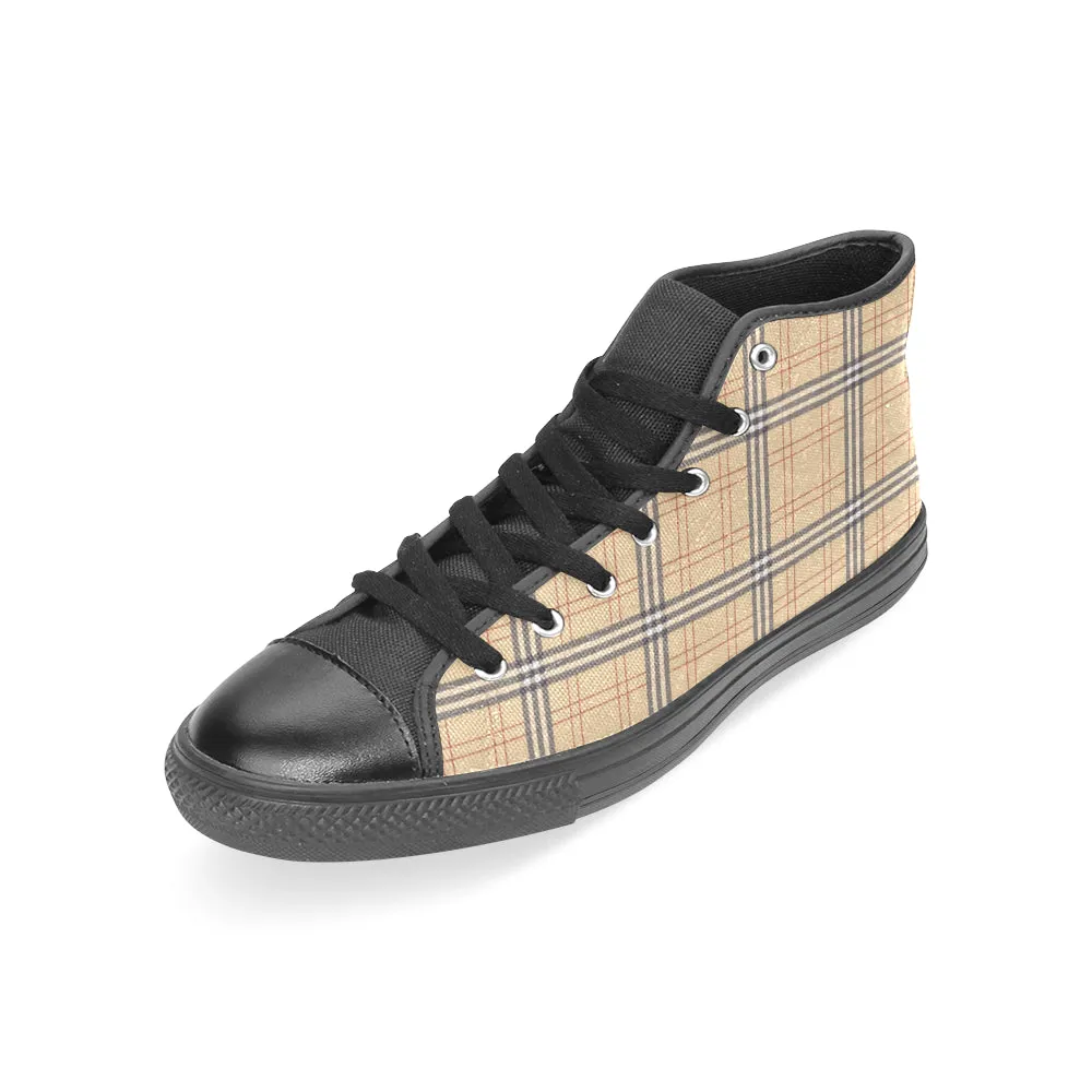 Women's Vintage Plaids Checkers Print High Top Canvas Shoes